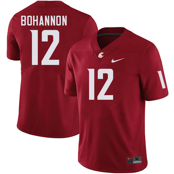 Men #12 Tristan Bohannon Washington State Cougars College Football Jerseys Stitched-Crimson